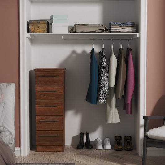 Sherwood Tall Tallboy Walnut 5 Drawers 40cm