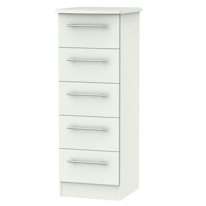 Sherwood Tall Tallboy White 5 Drawers 40cm
