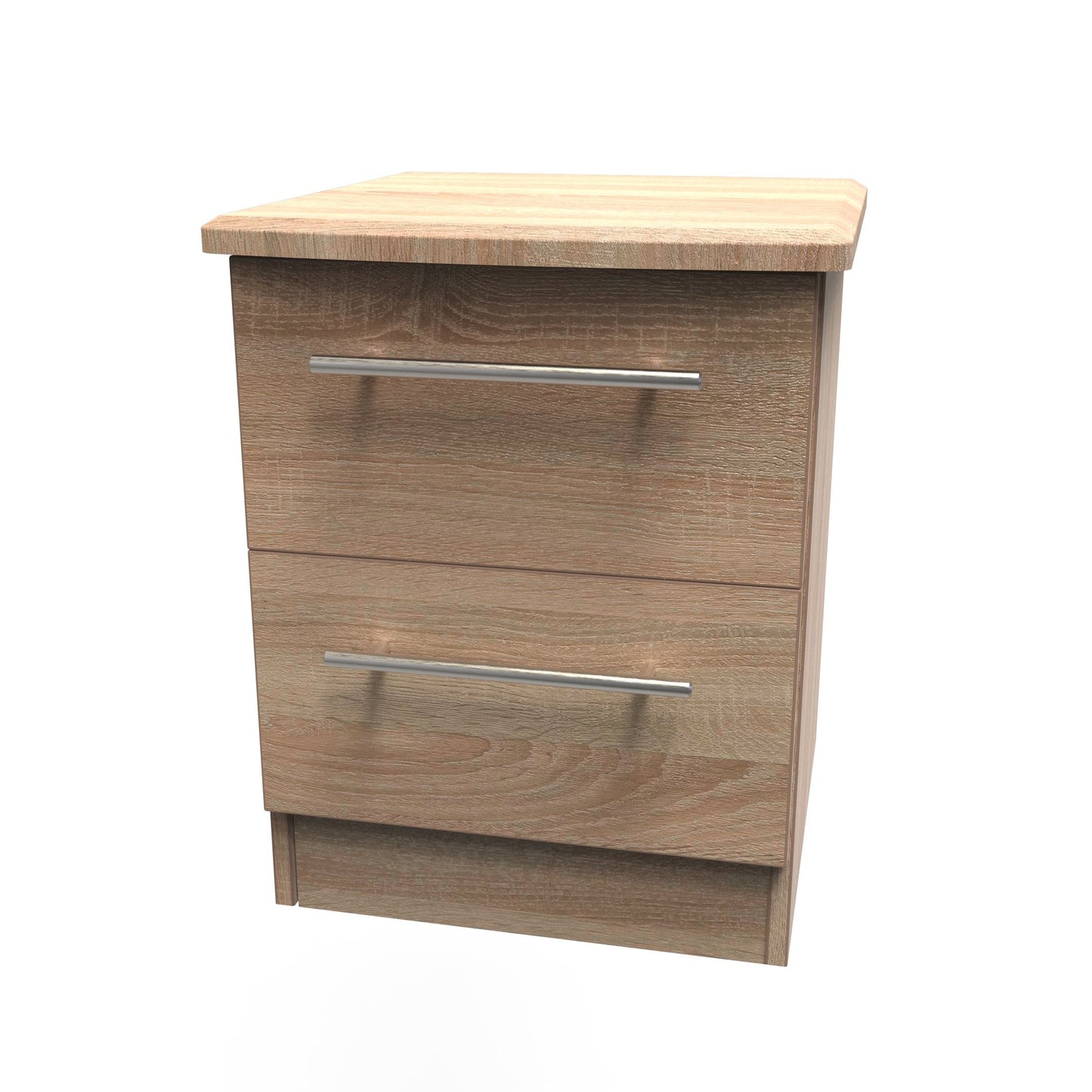 Sherwood Bedside Table Light Oak 2 Drawers 40cm