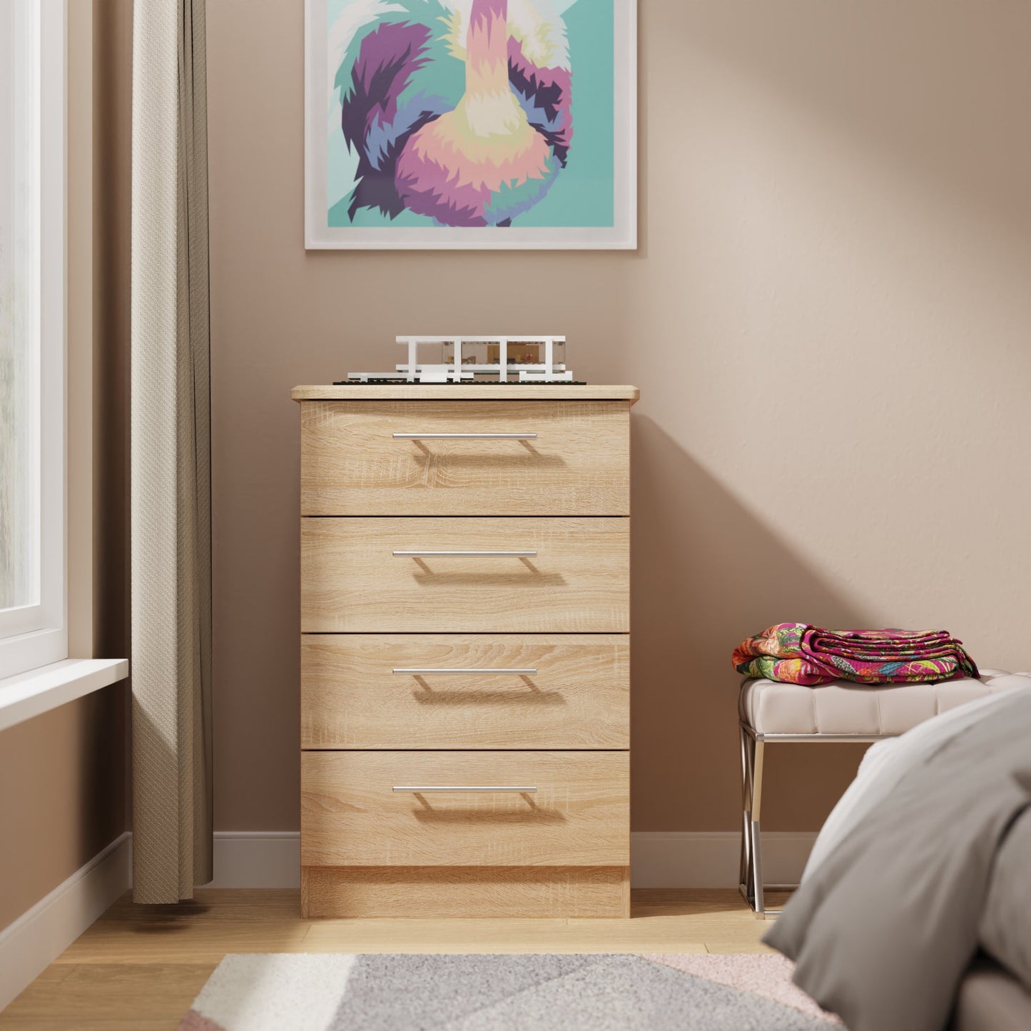 Sherwood Chest of Drawers Light Oak 4 Drawers 42cm