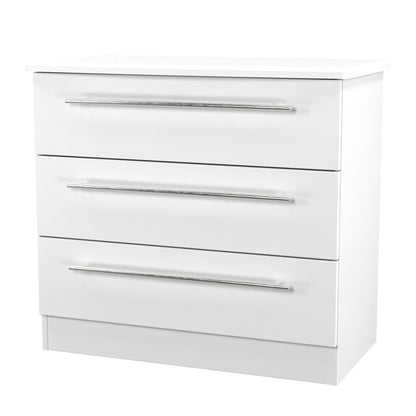 Sherwood Chest of Drawers White 3 Drawers 77cm