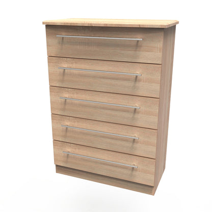 Sherwood Tall Chest of Drawers Light Oak 5 Drawers 77cm