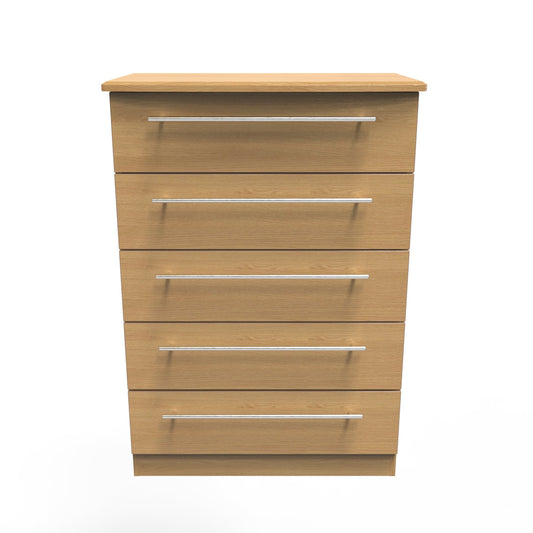 Sherwood Tall Chest of Drawers Natural 5 Drawers 77cm