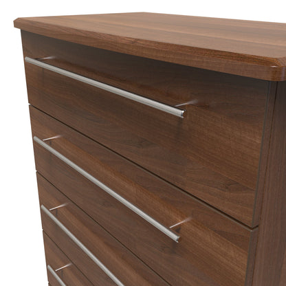 Sherwood Tall Chest of Drawers Walnut 5 Drawers 77cm