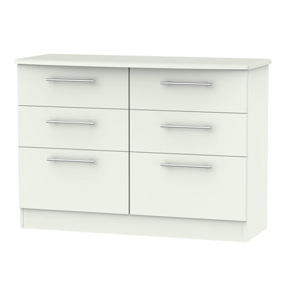 Sherwood Large Chest of Drawers White 6 Drawers 112cm