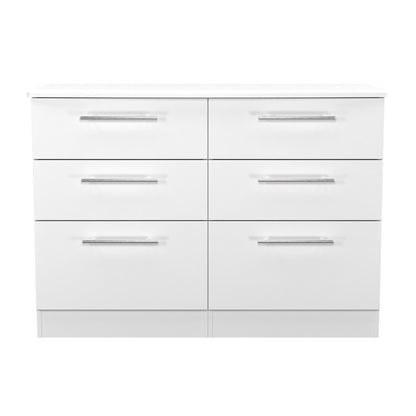 Sherwood Large Chest of Drawers White 6 Drawers 112cm