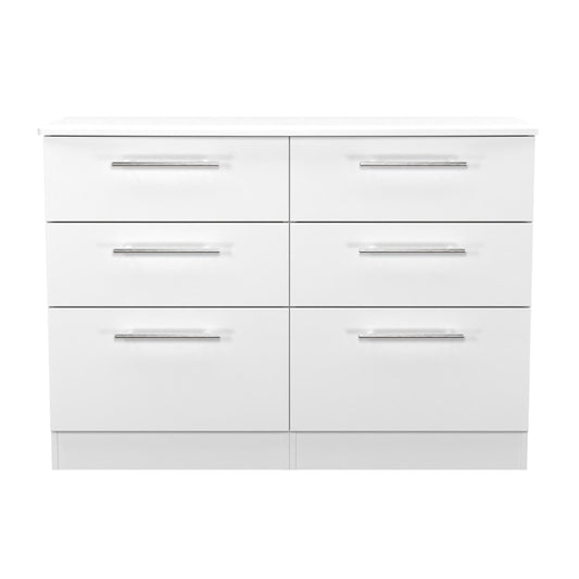 Sherwood Large Chest of Drawers White 6 Drawers 112cm