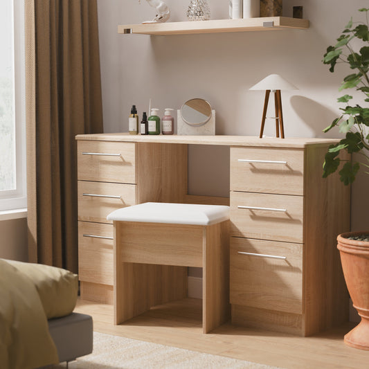 Sherwood Desk Light Oak 6 Drawers 128cm