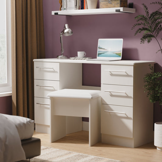 Sherwood Desk Grey 6 Drawers 128cm