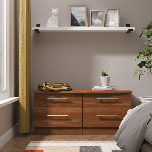 Sherwood Large Chest of Drawers Walnut 4 Drawers 112cm