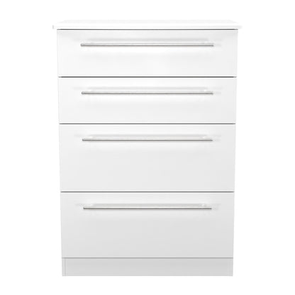 Sherwood Tall Chest of Drawers White 4 Drawers 77cm