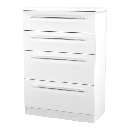 Sherwood Tall Chest of Drawers White 4 Drawers 77cm