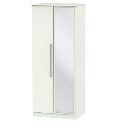 Sherwood Tall Mirror Wardrobe White 2 Doors 1 Shelf 74cm