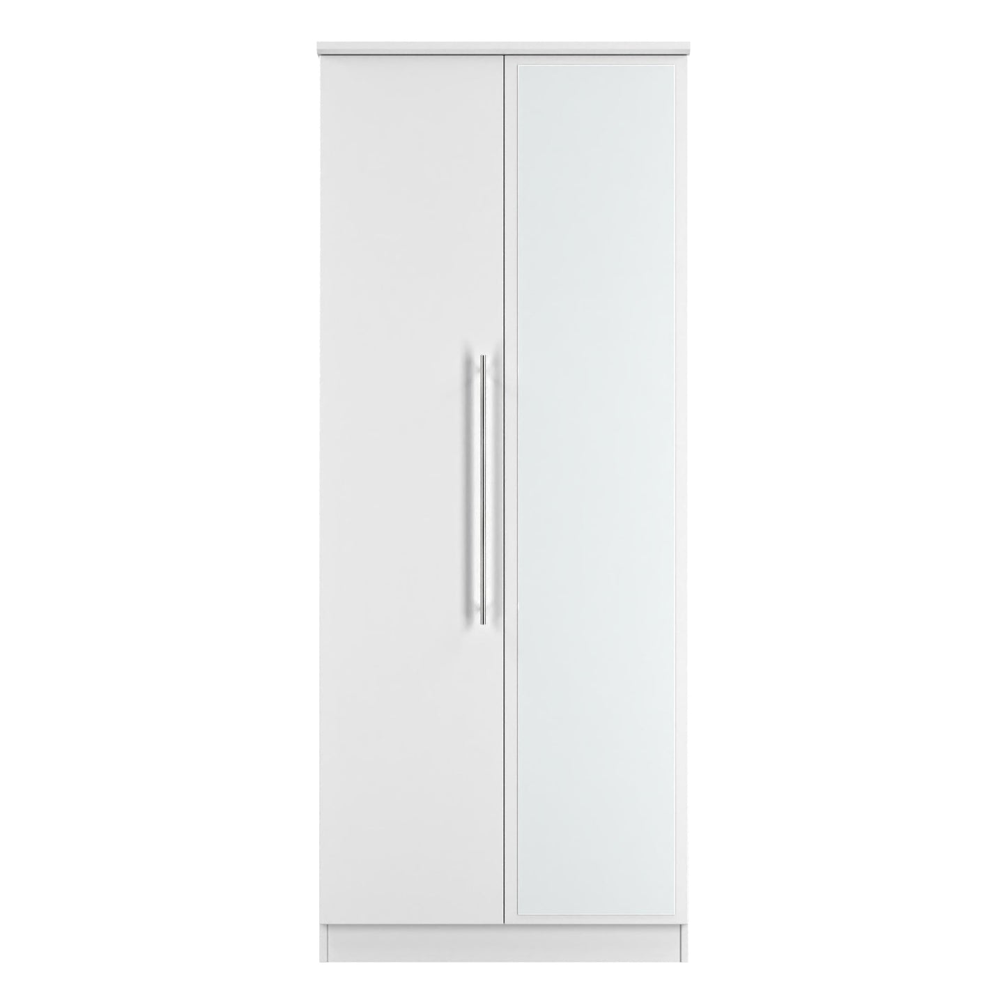 Sherwood Tall Mirror Wardrobe White 2 Doors 1 Shelf 74cm