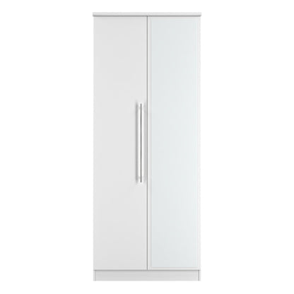 Sherwood Tall Mirror Wardrobe White 2 Doors 1 Shelf 74cm