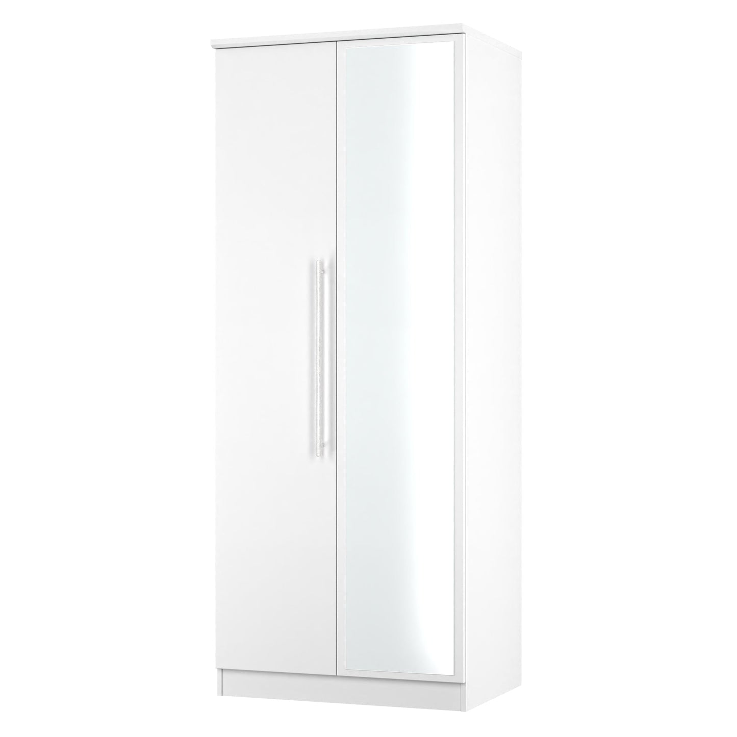 Sherwood Tall Mirror Wardrobe White 2 Doors 1 Shelf 74cm