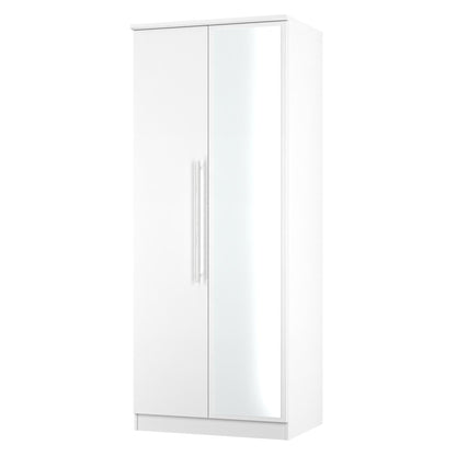 Sherwood Tall Mirror Wardrobe White 2 Doors 1 Shelf 74cm