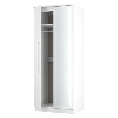 Sherwood Tall Mirror Wardrobe White 2 Doors 1 Shelf 74cm