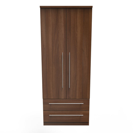 Sherwood Tall Wardrobe Walnut 2 Doors 2 Drawers 74cm
