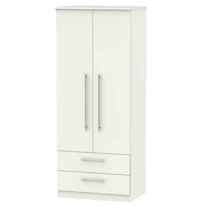 Sherwood Tall Wardrobe White 2 Doors 2 Drawers 74cm