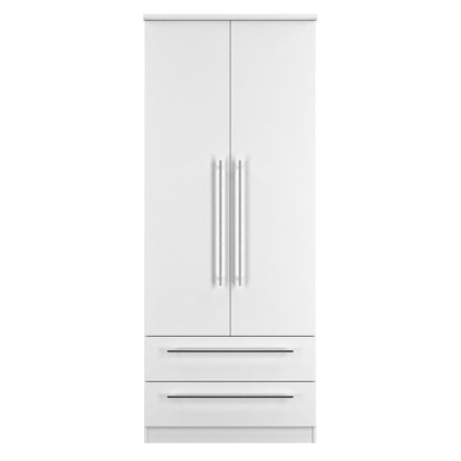 Sherwood Tall Wardrobe White 2 Doors 2 Drawers 74cm