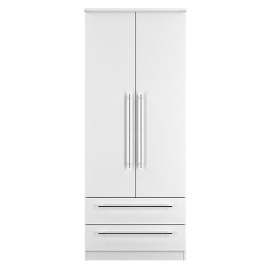 Sherwood Tall Wardrobe White 2 Doors 2 Drawers 74cm