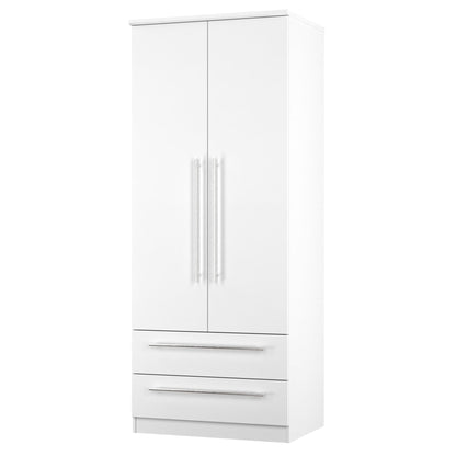 Sherwood Tall Wardrobe White 2 Doors 2 Drawers 74cm
