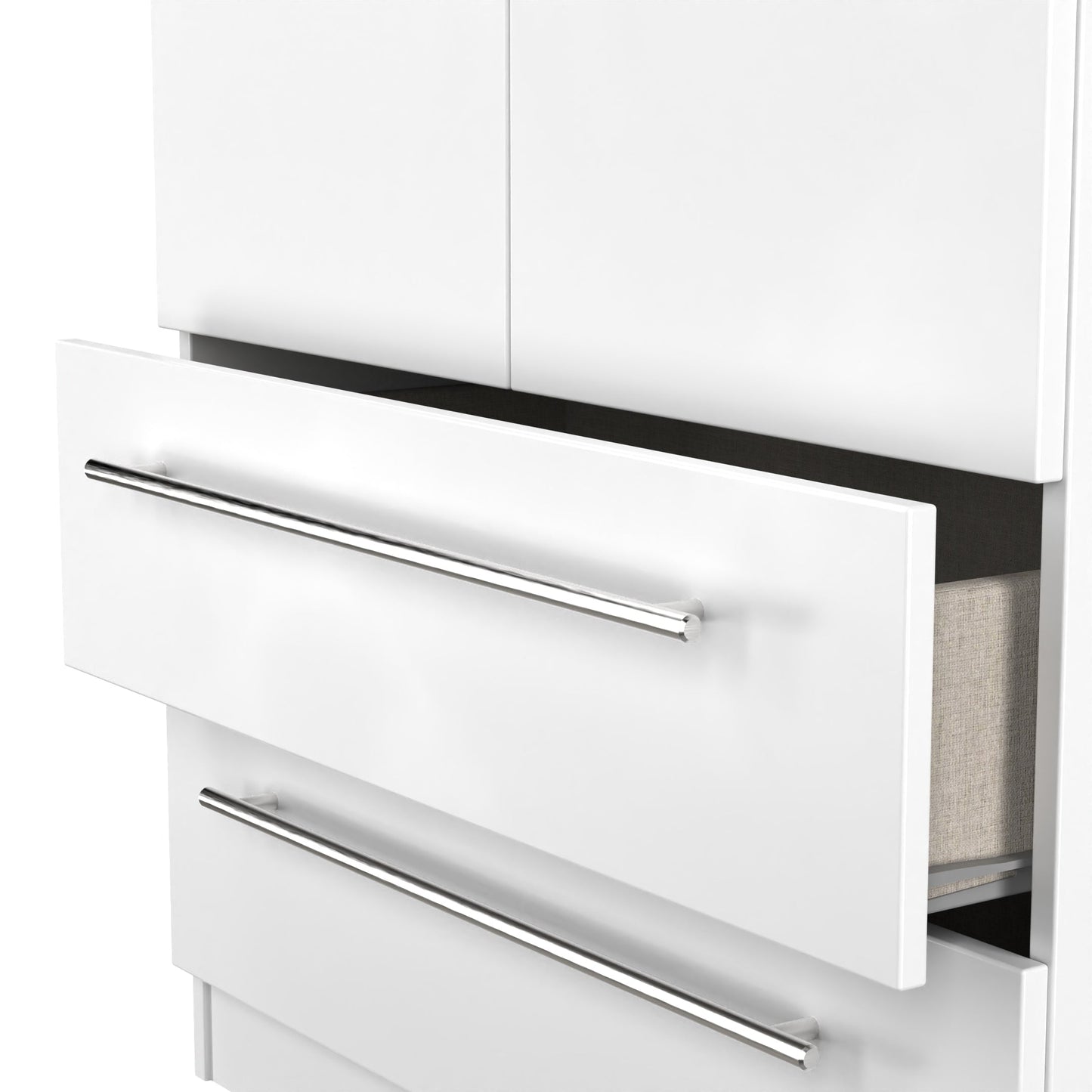 Sherwood Tall Wardrobe White 2 Doors 2 Drawers 74cm