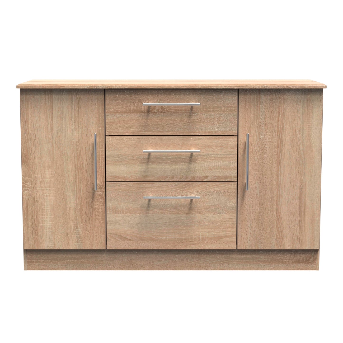 Sherwood Large Sideboard Light Oak 2 Doors 2 Shelves 3 Drawers 128cm