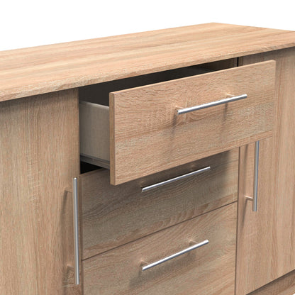 Sherwood Large Sideboard Light Oak 2 Doors 2 Shelves 3 Drawers 128cm