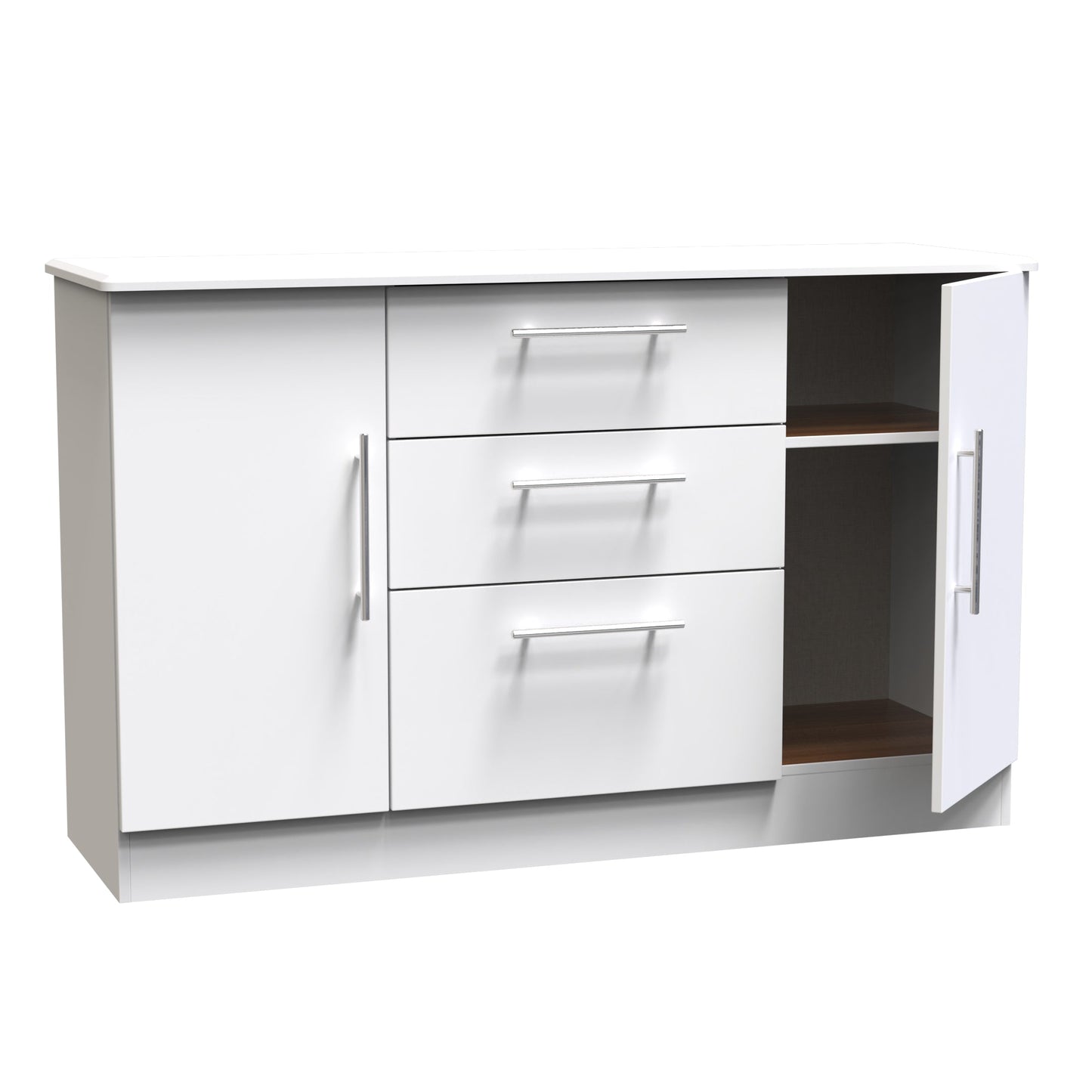 Sherwood Large Sideboard White 2 Doors 3 Drawers 128cm