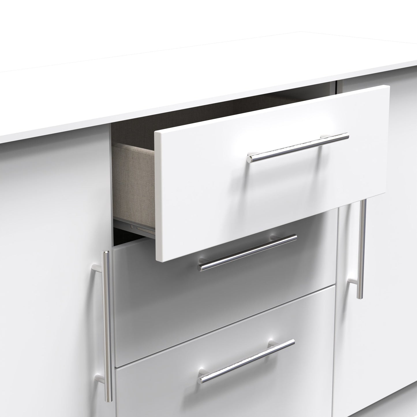 Sherwood Large Sideboard White 2 Doors 3 Drawers 128cm