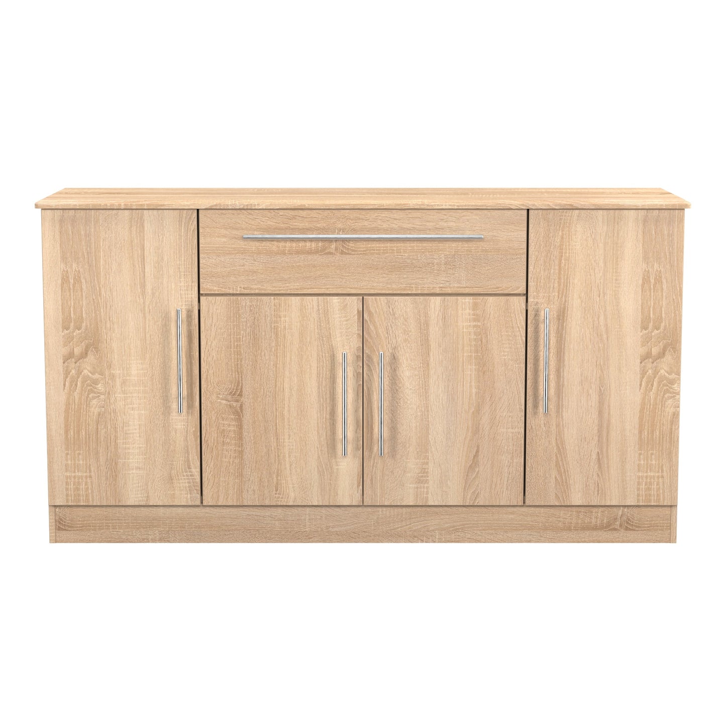 Sherwood Large Sideboard Light Oak 4 Doors 2 Shelves 1 Drawer 146cm