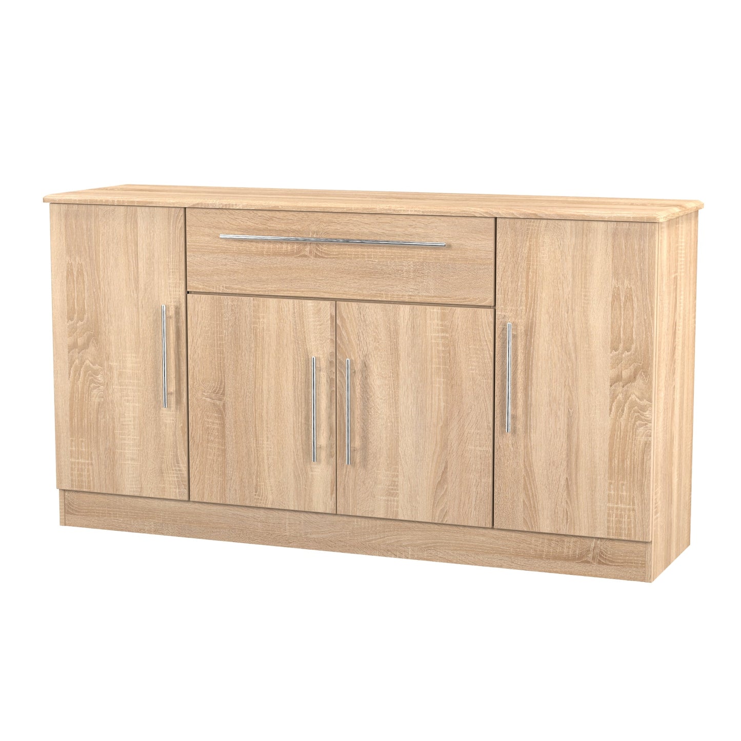 Sherwood Large Sideboard Light Oak 4 Doors 2 Shelves 1 Drawer 146cm