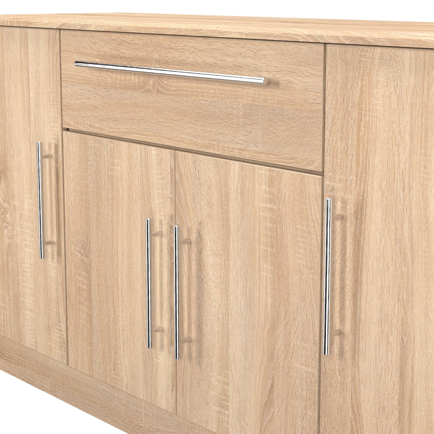 Sherwood Large Sideboard Light Oak 4 Doors 2 Shelves 1 Drawer 146cm