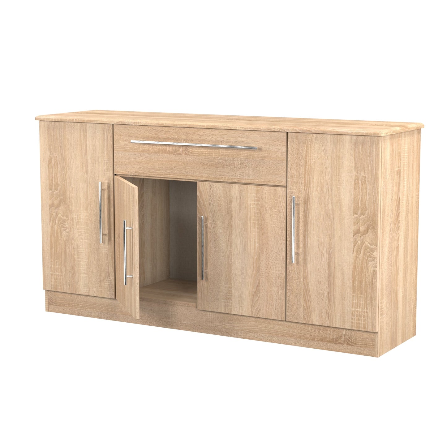 Sherwood Large Sideboard Light Oak 4 Doors 2 Shelves 1 Drawer 146cm