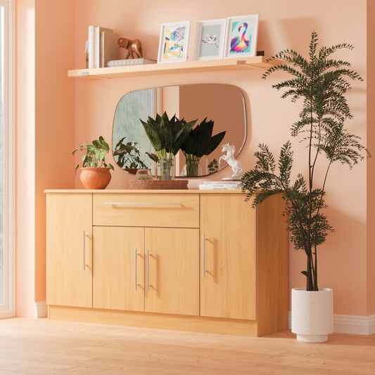 Sherwood Large Sideboard Natural 4 Doors 1 Drawer 146cm