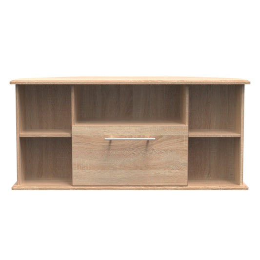 Sherwood Corner Corner TV Unit Light Oak 5 Shelves 1 Drawer 112cm