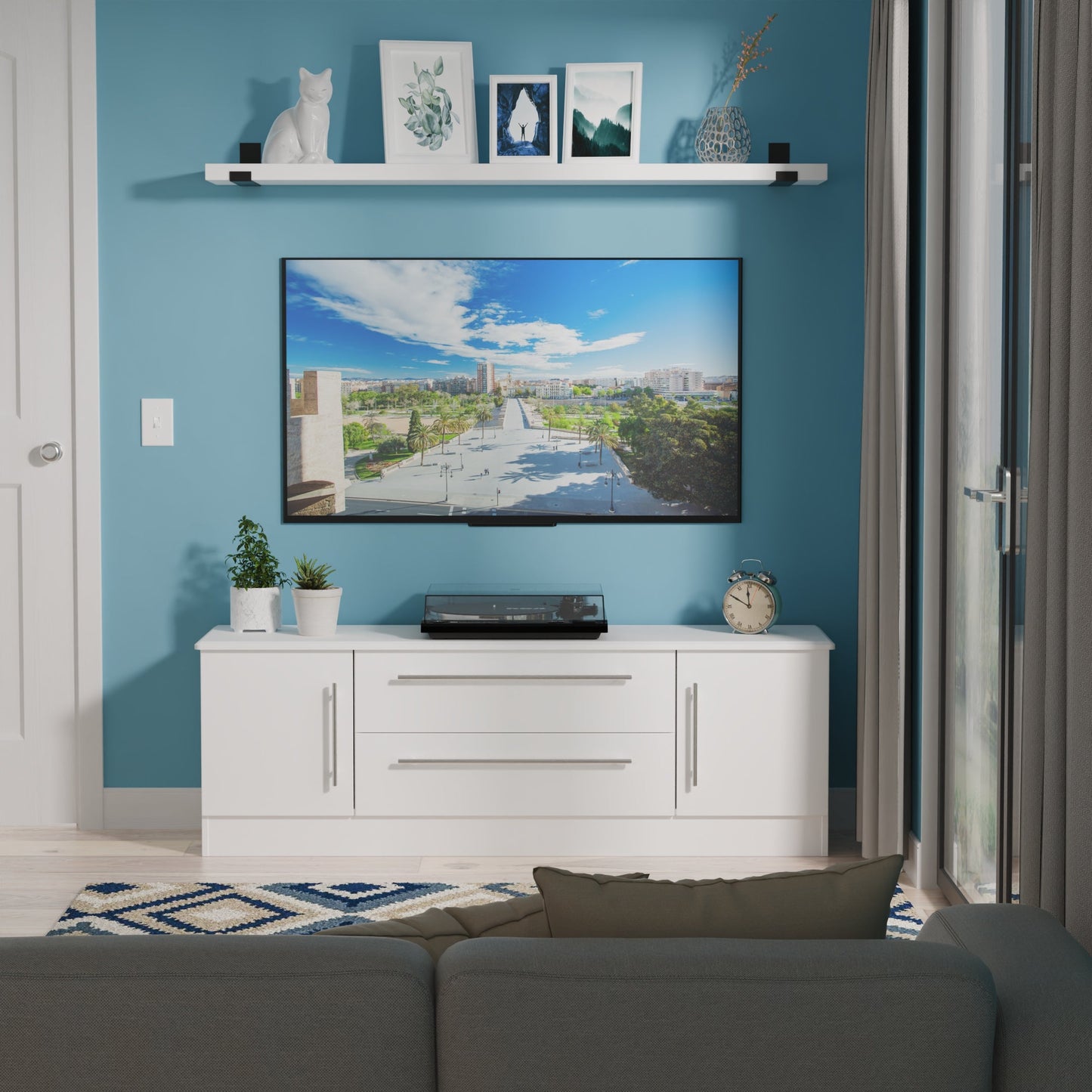 Sherwood TV Unit White 2 Drawers 2 Doors 146cm