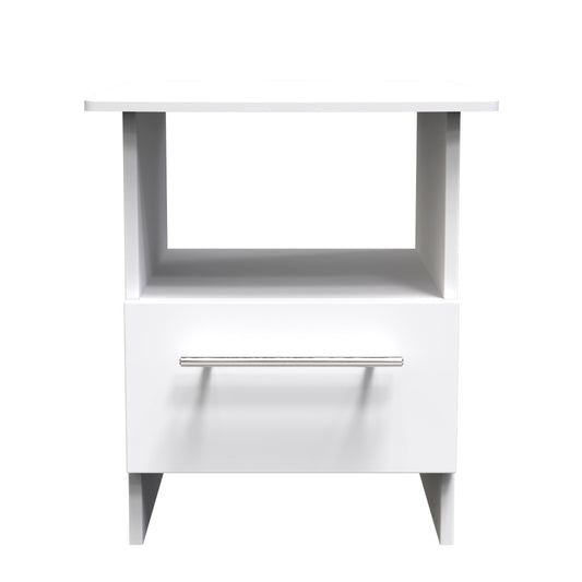 Sherwood Side Table White 1 Shelf 1 Drawer 44cm
