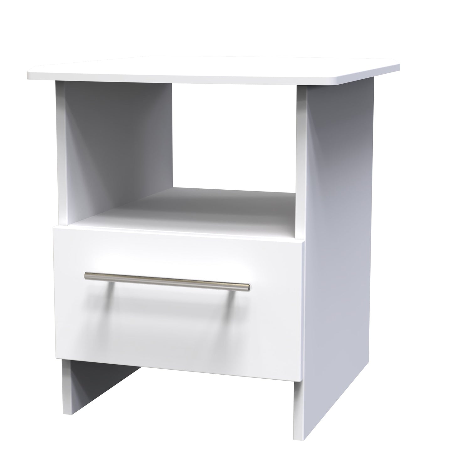 Sherwood Side Table White 1 Shelf 1 Drawer 44cm