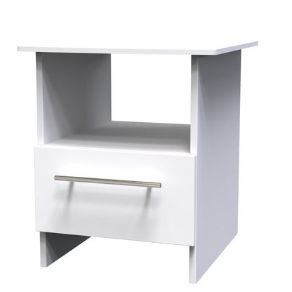 Sherwood Side Table White 1 Shelf 1 Drawer 44cm
