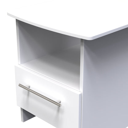 Sherwood Side Table White 1 Shelf 1 Drawer 44cm