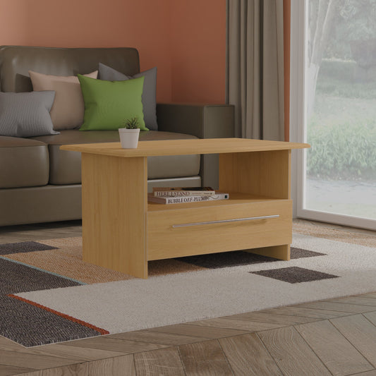 Sherwood Coffee Table Natural 1 Shelf 1 Drawer 93cm