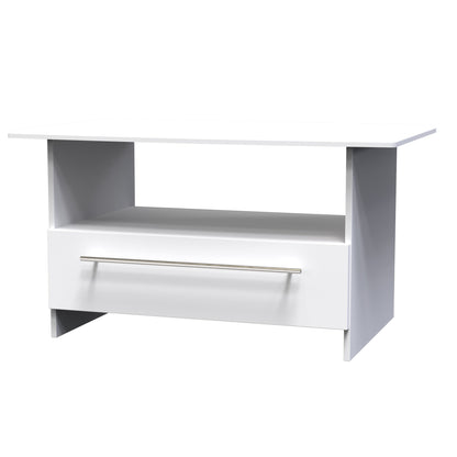 Sherwood Coffee Table White 1 Shelf 1 Drawer 93cm