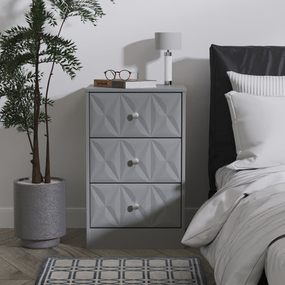 San Jose Bedside Table Grey 3 Drawers 45cm
