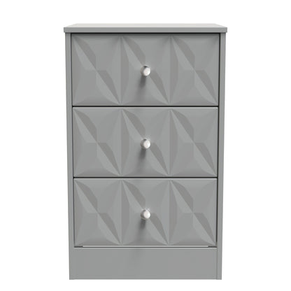 San Jose Bedside Table Grey 3 Drawers 45cm