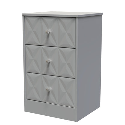 San Jose Bedside Table Grey 3 Drawers 45cm