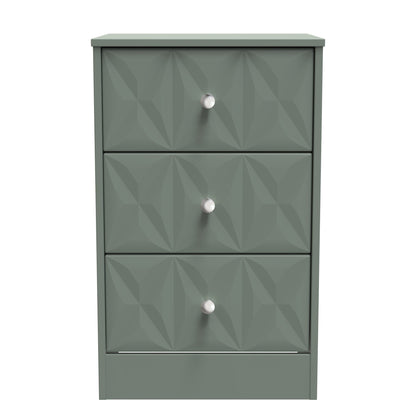 San Jose Bedside Table Green 3 Drawers 45cm