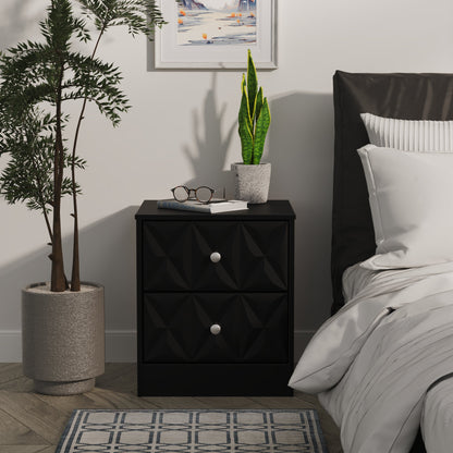 San Jose Bedside Table Black 2 Drawers 45cm